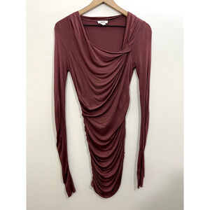 Helmut Lang Womens Asymmetrical Ruched Bodycon Mini Dress S Raw Edges Boho Party
